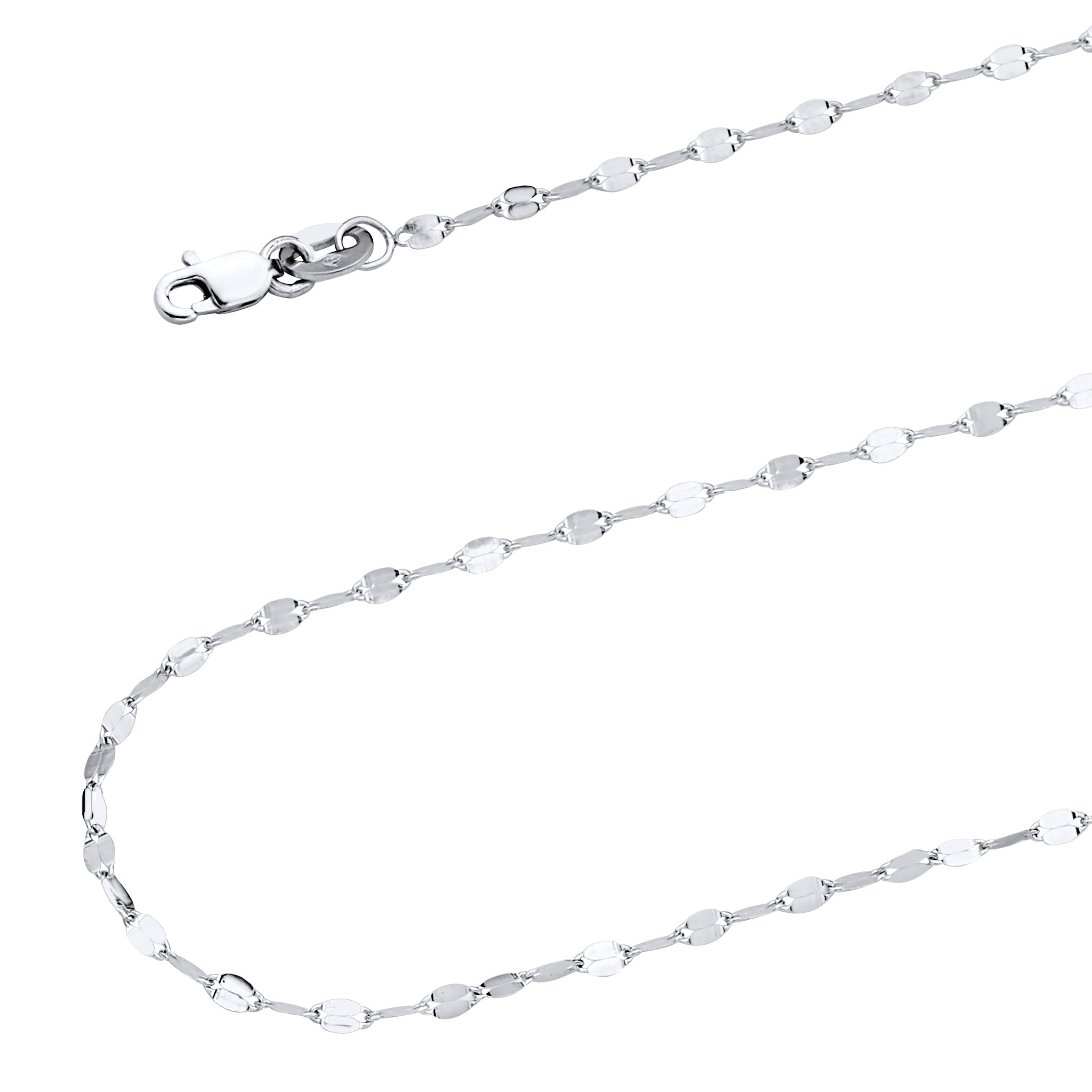 Valentino Chain Necklace in 14k Solid White Gold