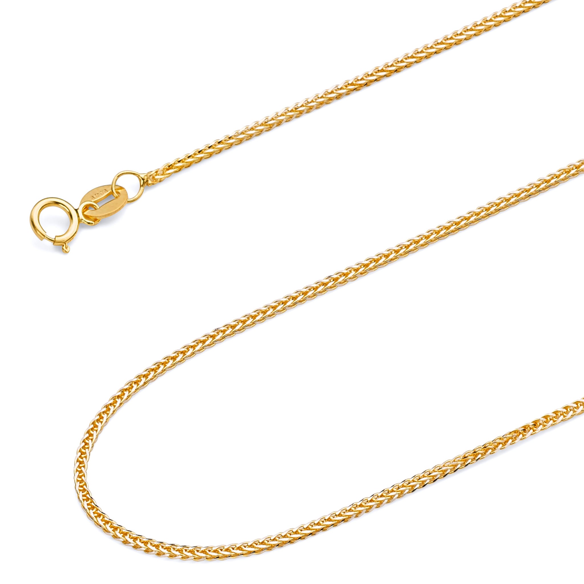 Wheat Chain Necklace in 14k Solid Gold