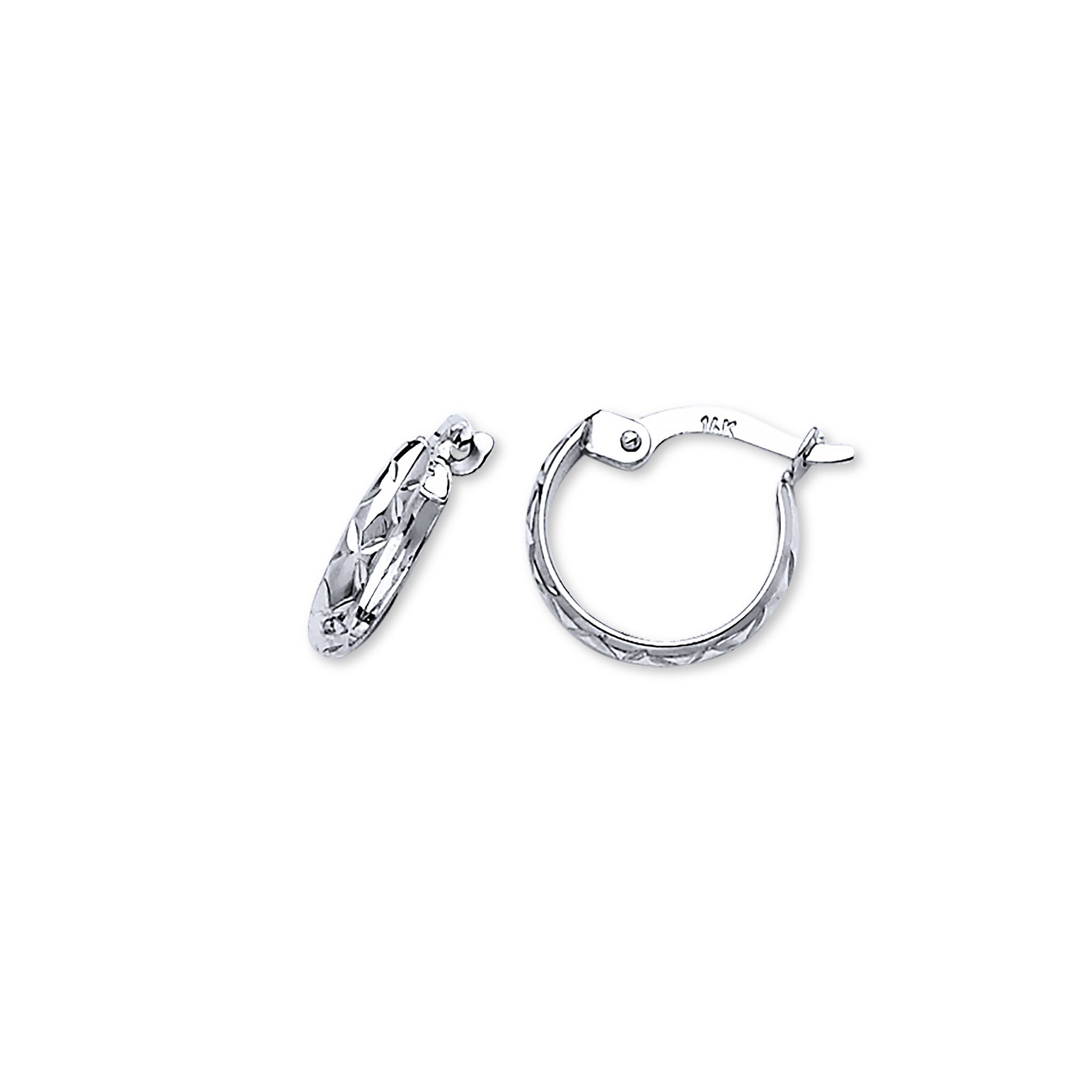 14K Small White Gold Hoop Earrings