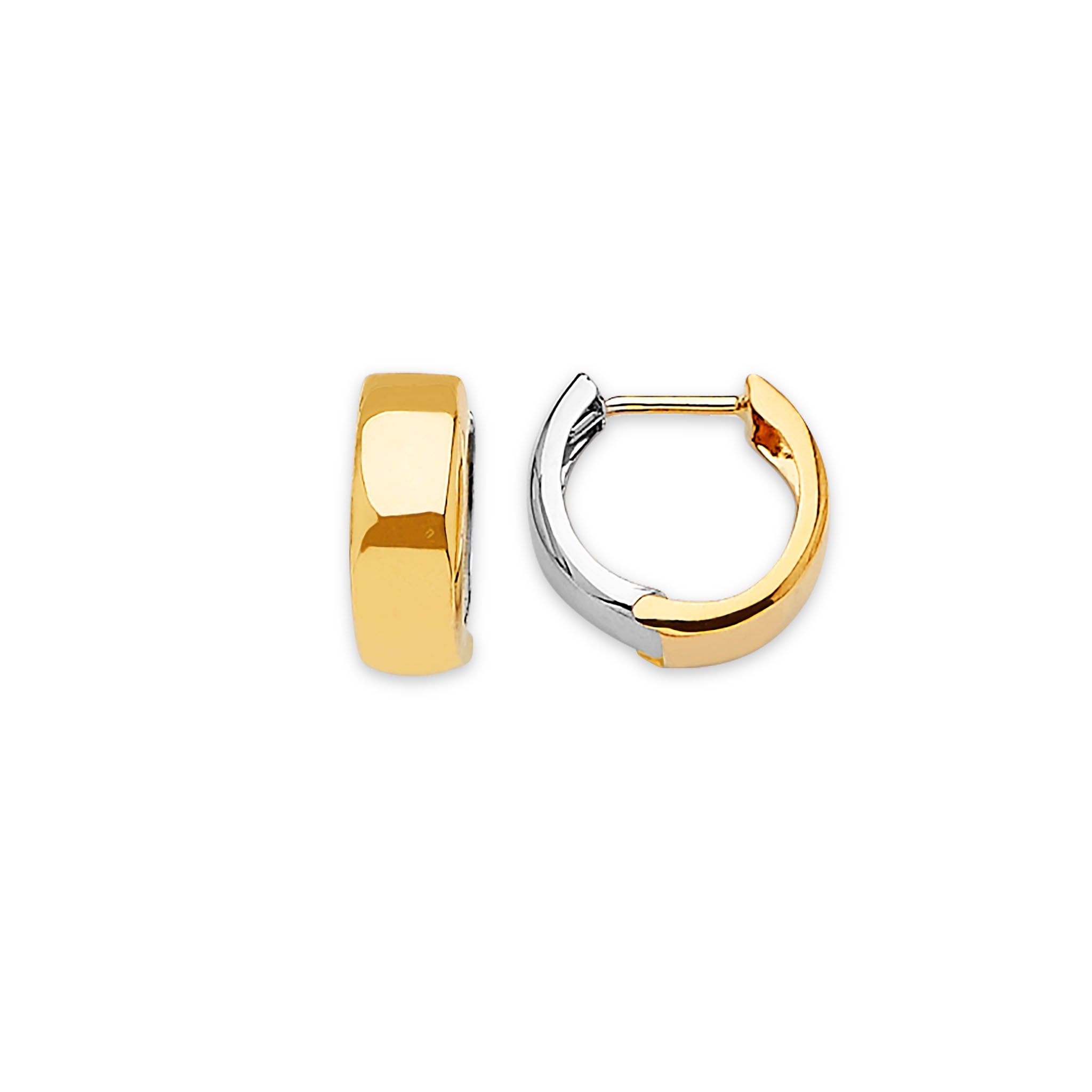 Two-tone Hoop Earrings in 14k Solid White and Yellow Gold