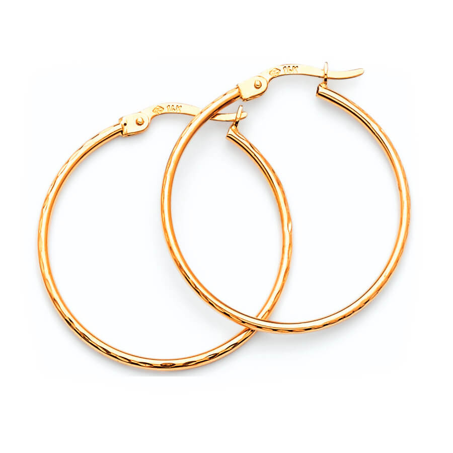 14K Solid Yellow Gold Small Hoop Earrings