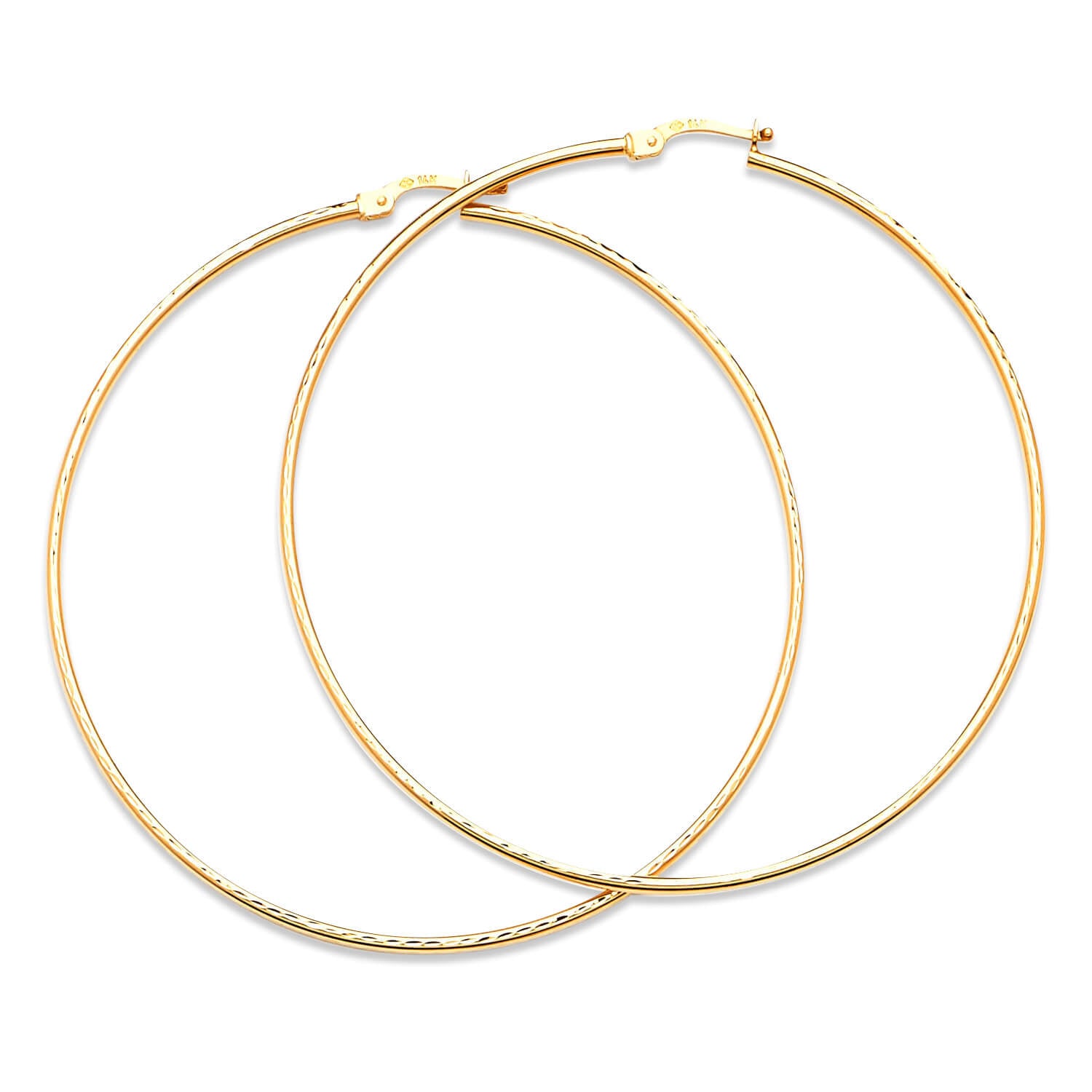 14K Solid Gold Large Size Ladies Hoop Earrings