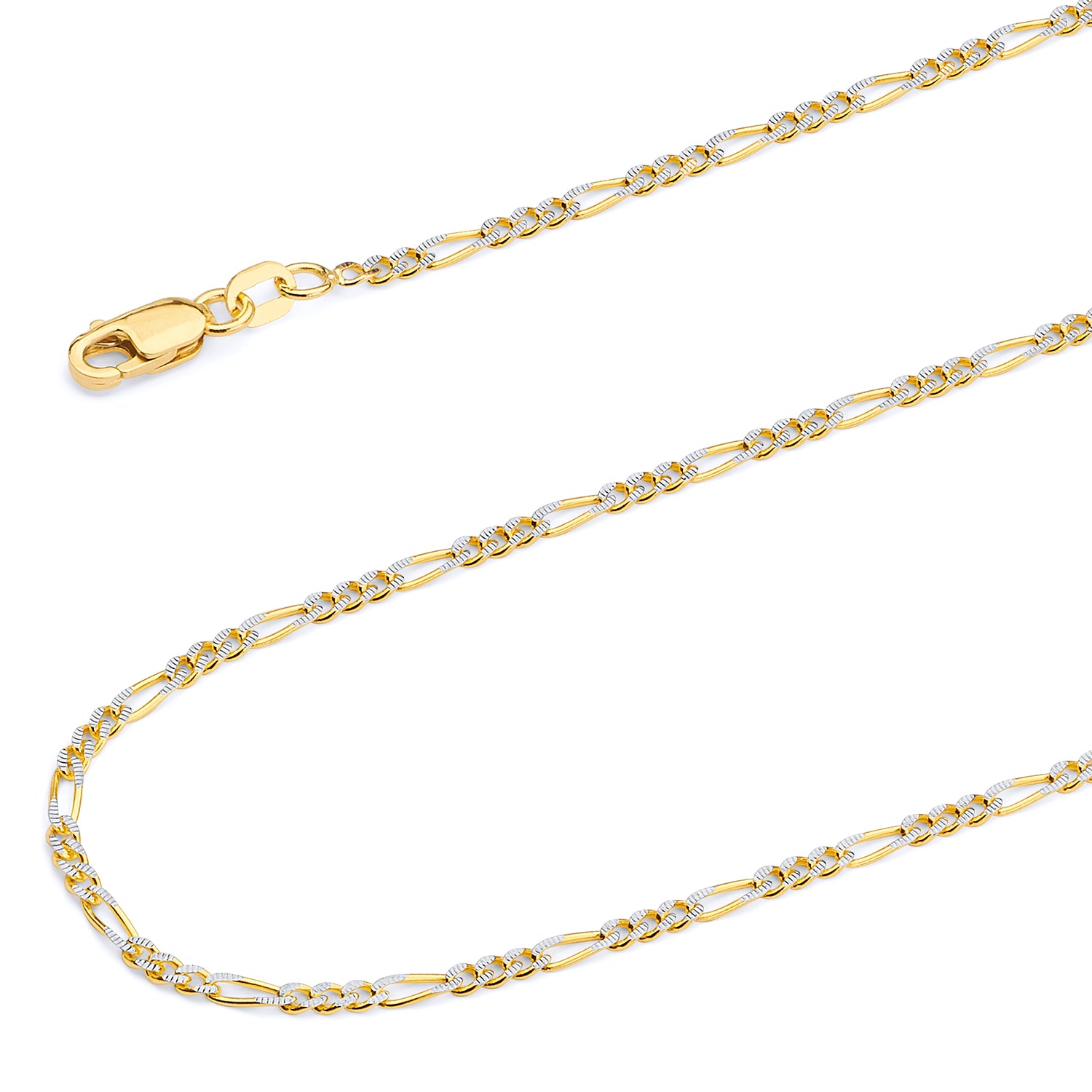 14K Two-tone Gold Figaro Chain Necklace