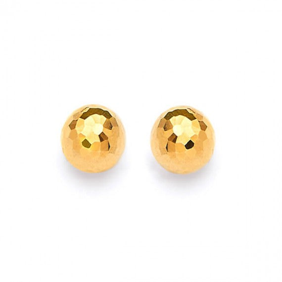 14K Yellow Solid Gold Ball Stud Earrings for Ladies