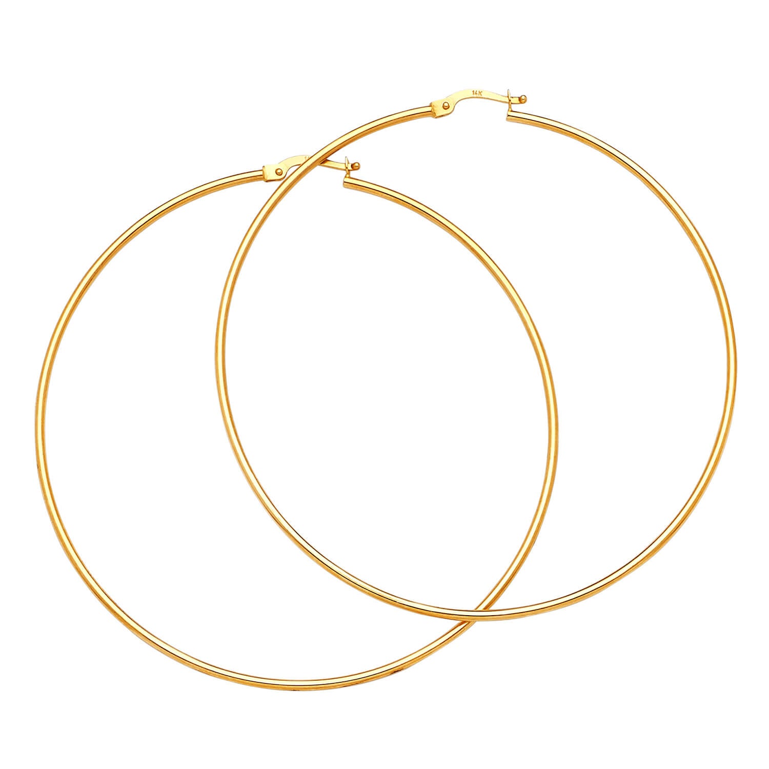 14K Solid Gold Large Size Ladies Hoop Earrings