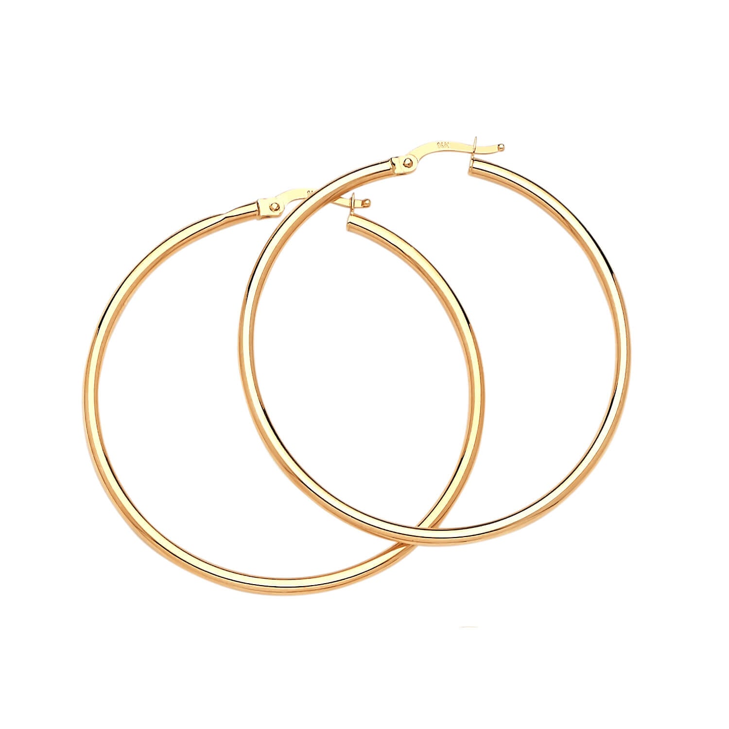 Medium Hoop Earrings in 14K Solid Yellow Gold for Women