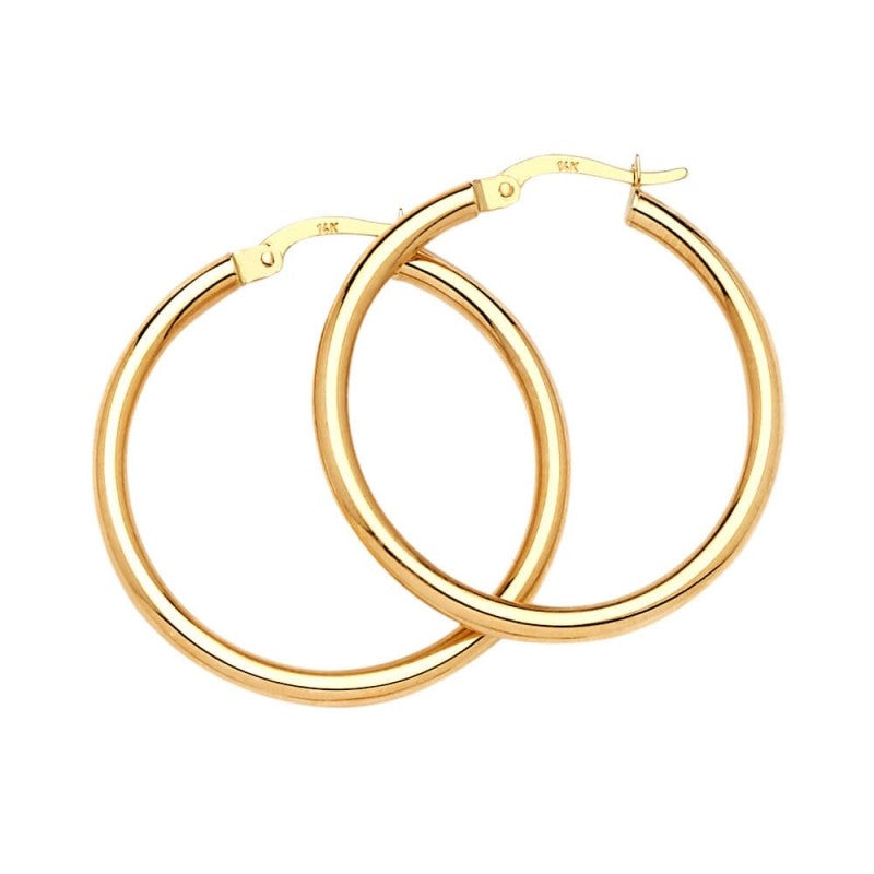 Medium 14k Solid Yellow Gold Hoop Earrings