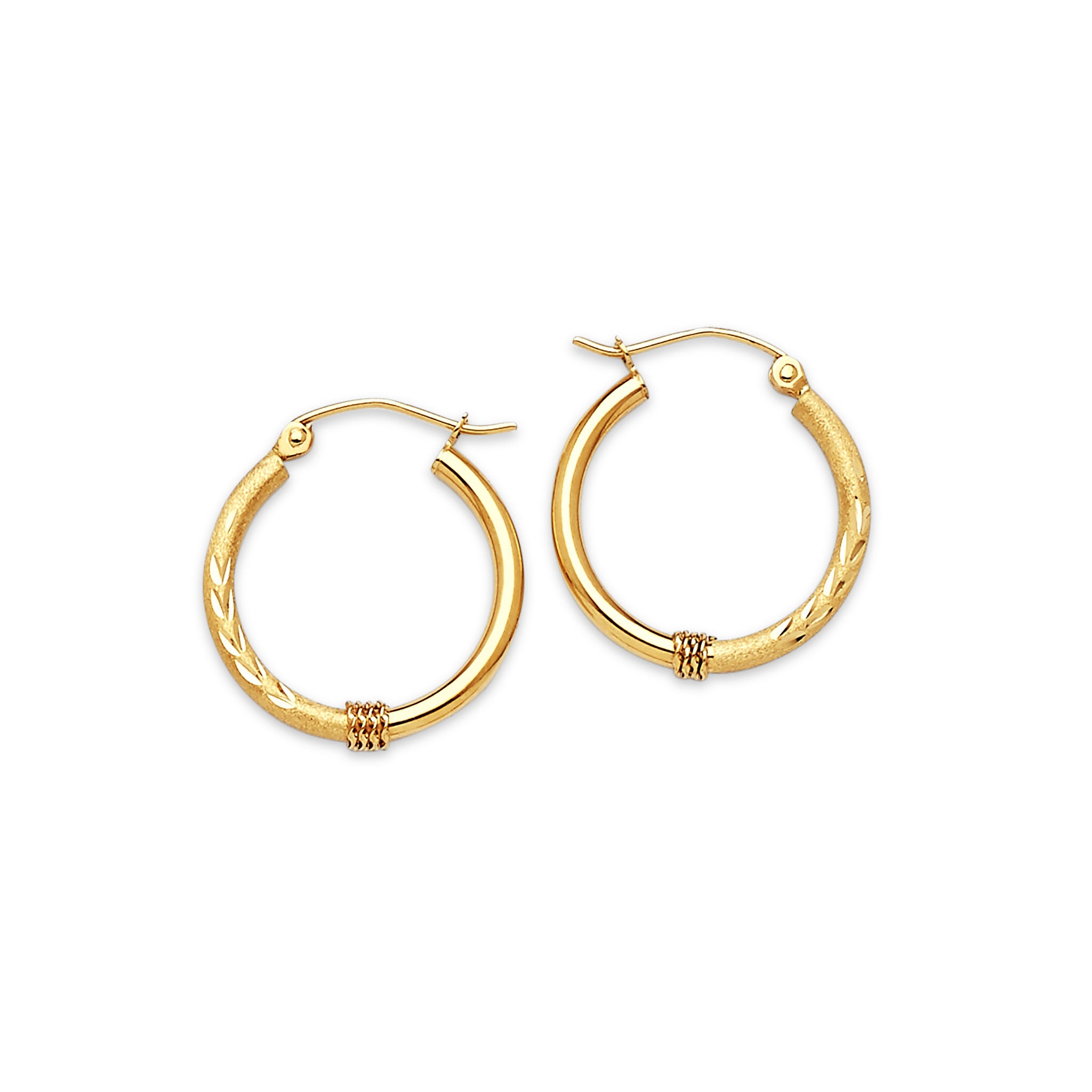 Small 14K Solid Gold Tube Hoop Earrings for Women