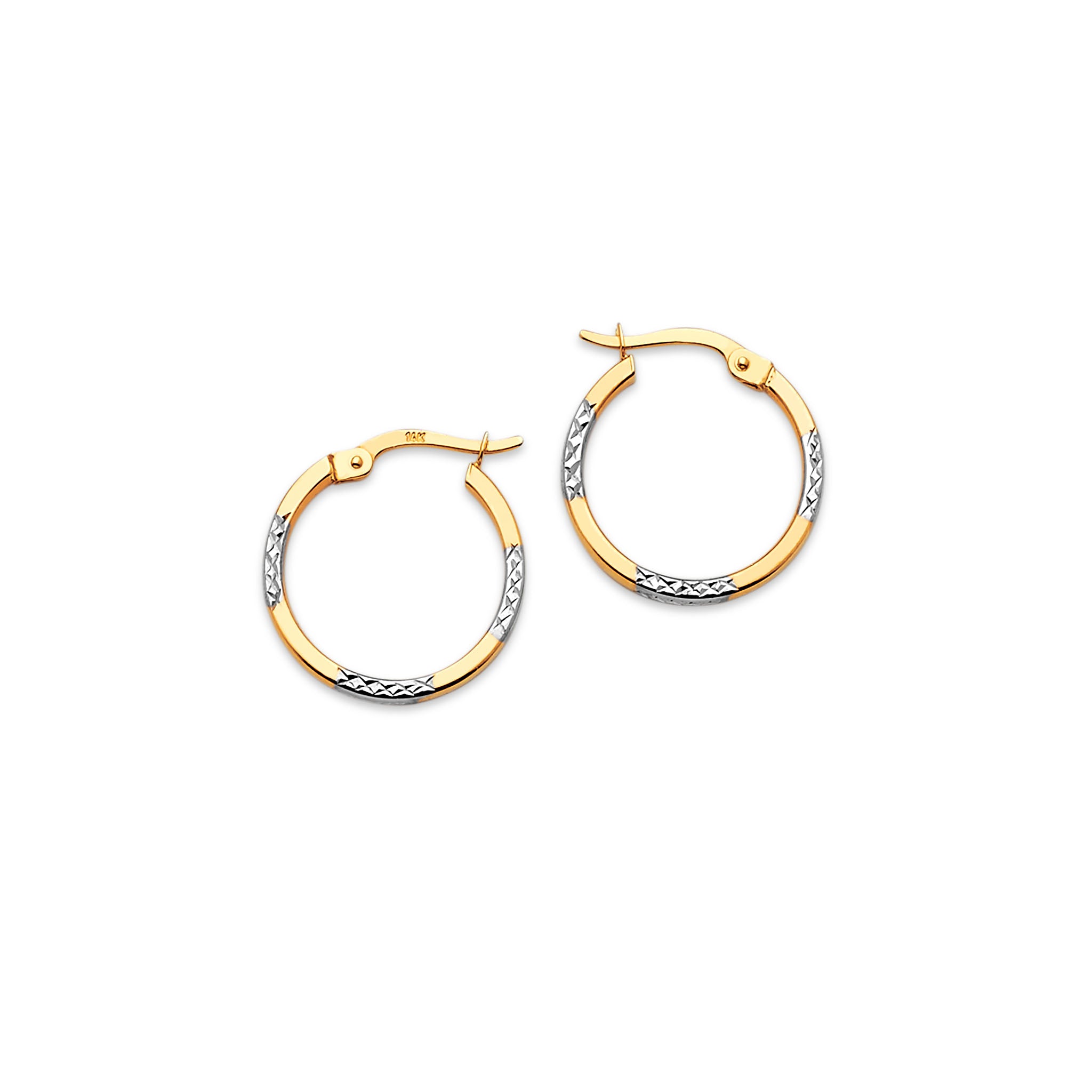 Small Gold Hoop Earrings in 14K Solid Two Tone Gold