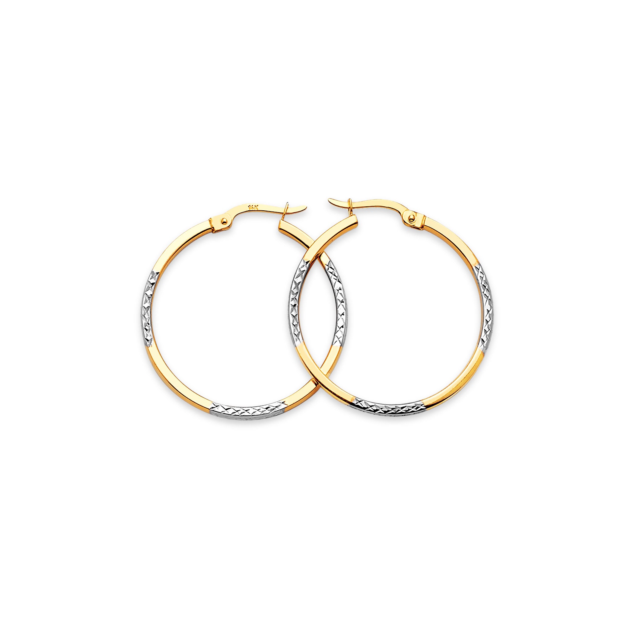 Small 14k Gold Hoop Earrings in Solid  White and Yellow Gold