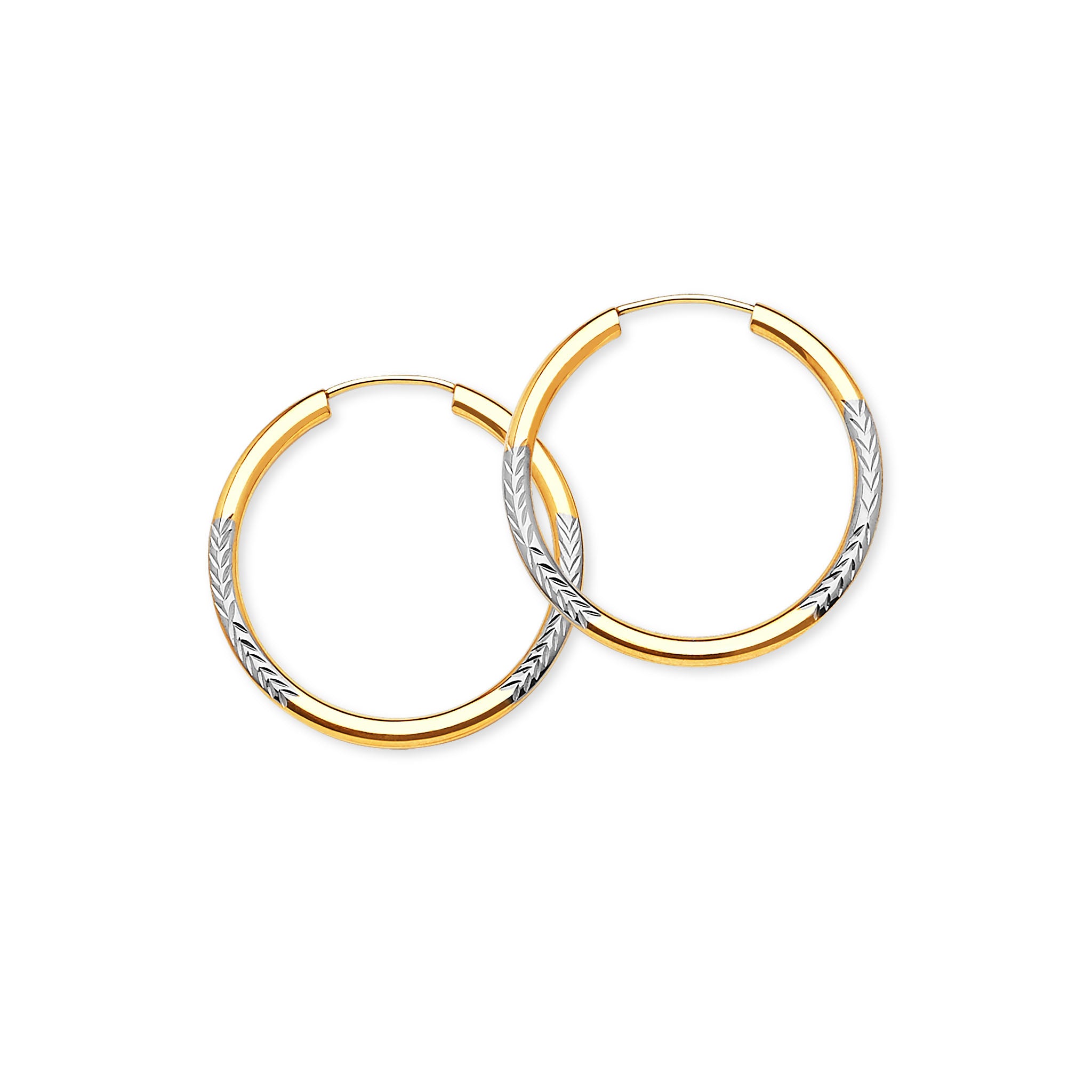 Tube Hoop Earrings in 14K Two Tone Solid Gold for Women