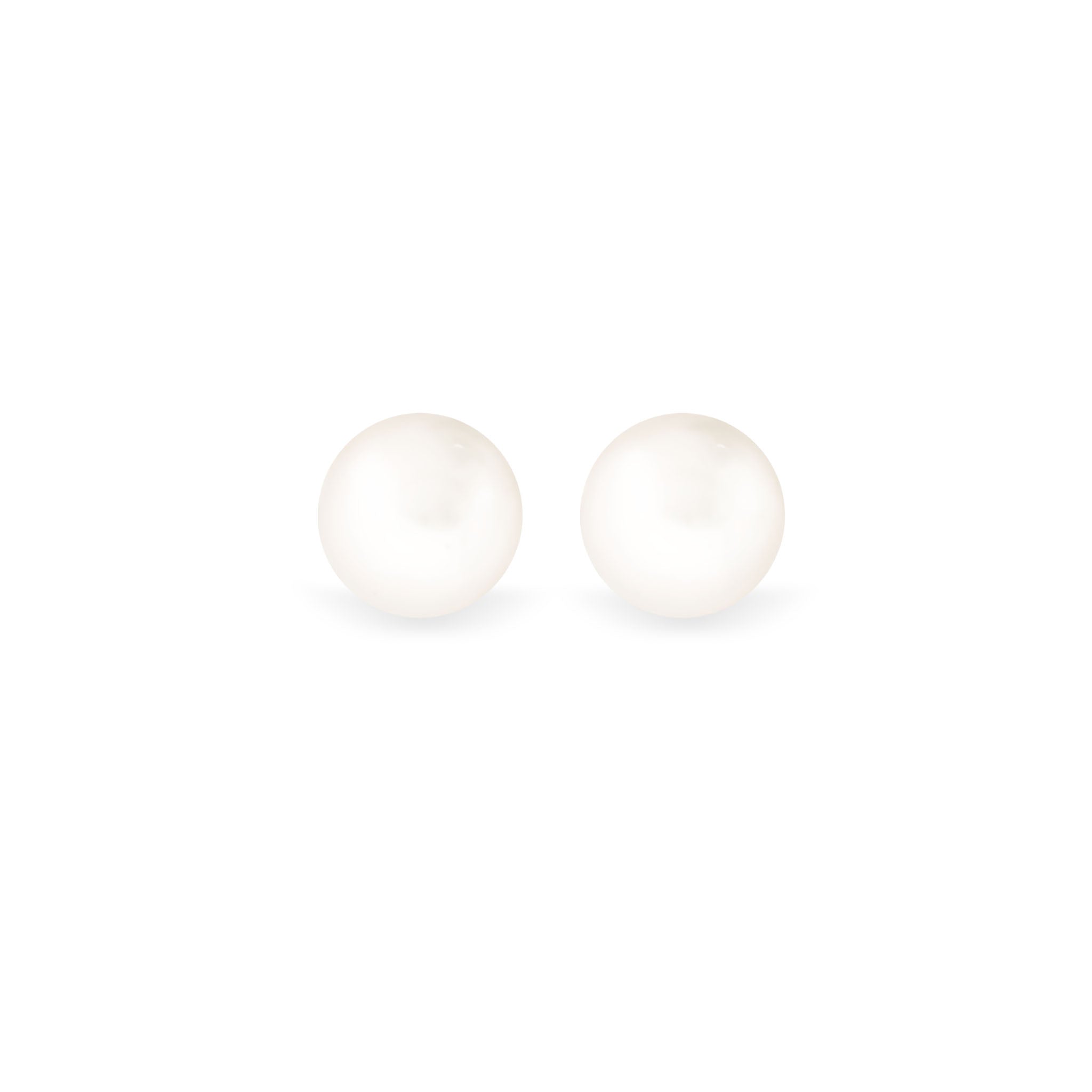 14K Solid Gold & White Button Pearl Ladies Stud Earrings