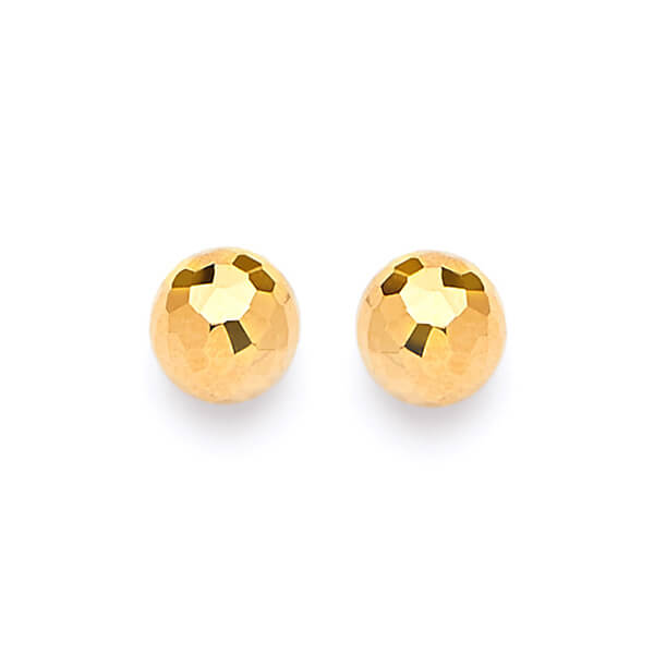 14k Solid Gold Petite Ladies Ball Stud Earrings