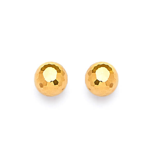 14K Solid Gold Ladies Ball Stud Earrings