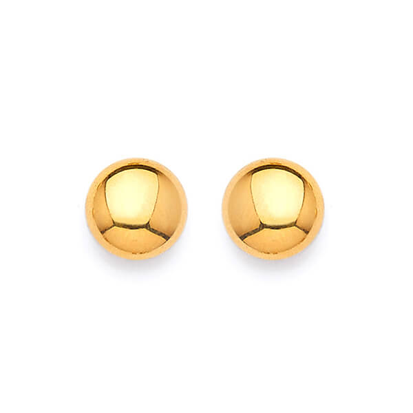 14K Solid Gold Ladies Ball Stud Earrings