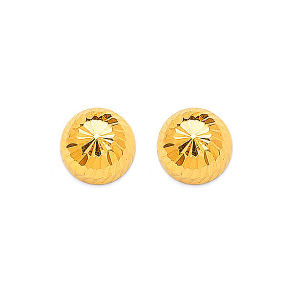 14K Solid Gold Ladies Ball Stud Earrings