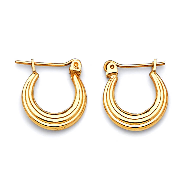 14K Solid Gold Ladies Scallop Hoop Earrings