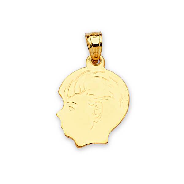 14K Solid Gold Boy Character Head Pendant