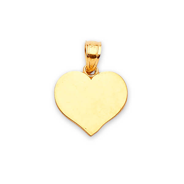 Flat Heart Pendant in 14K Solid Gold