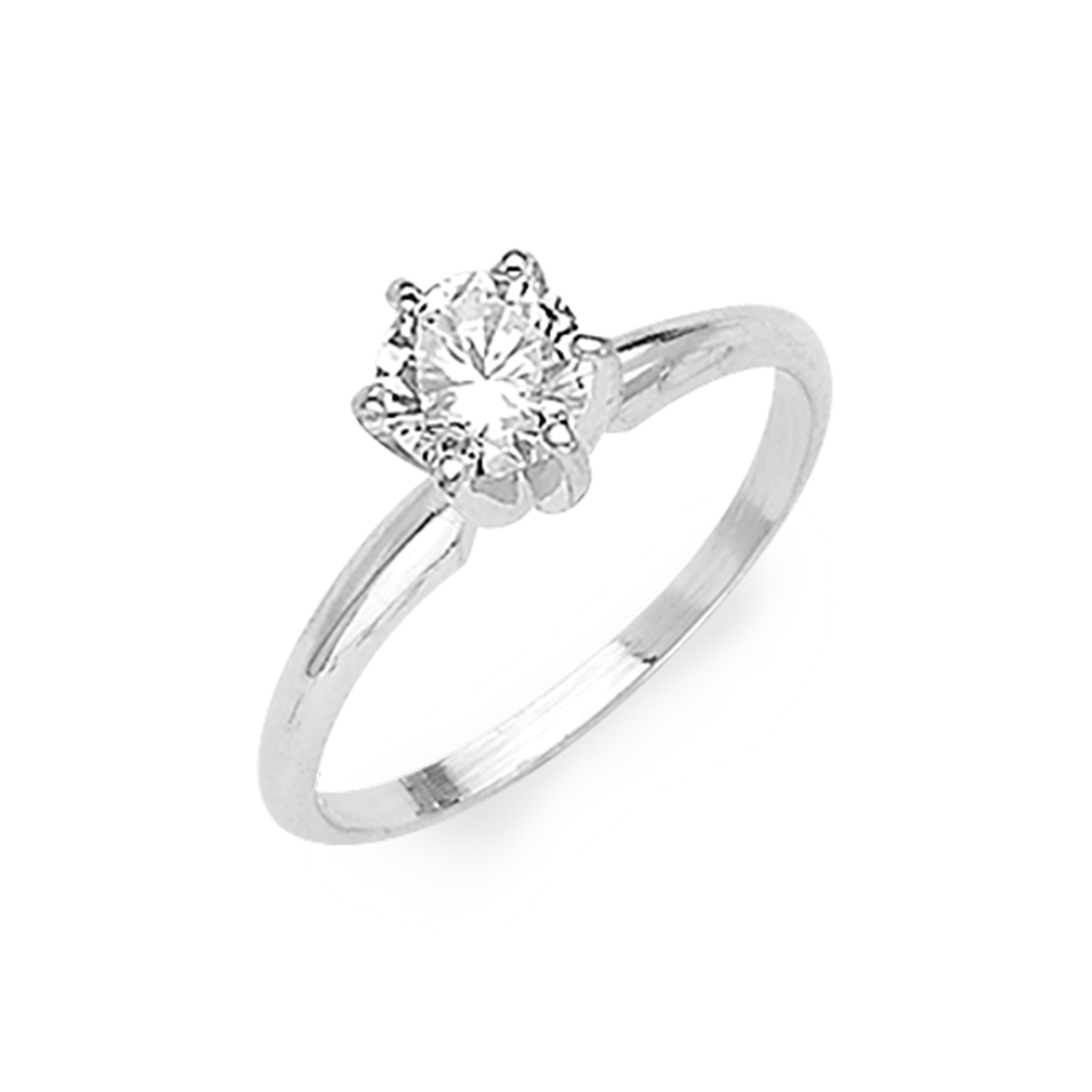 14K Solid White Gold (.5ctw) Diamond High-Polish Engagement Ring