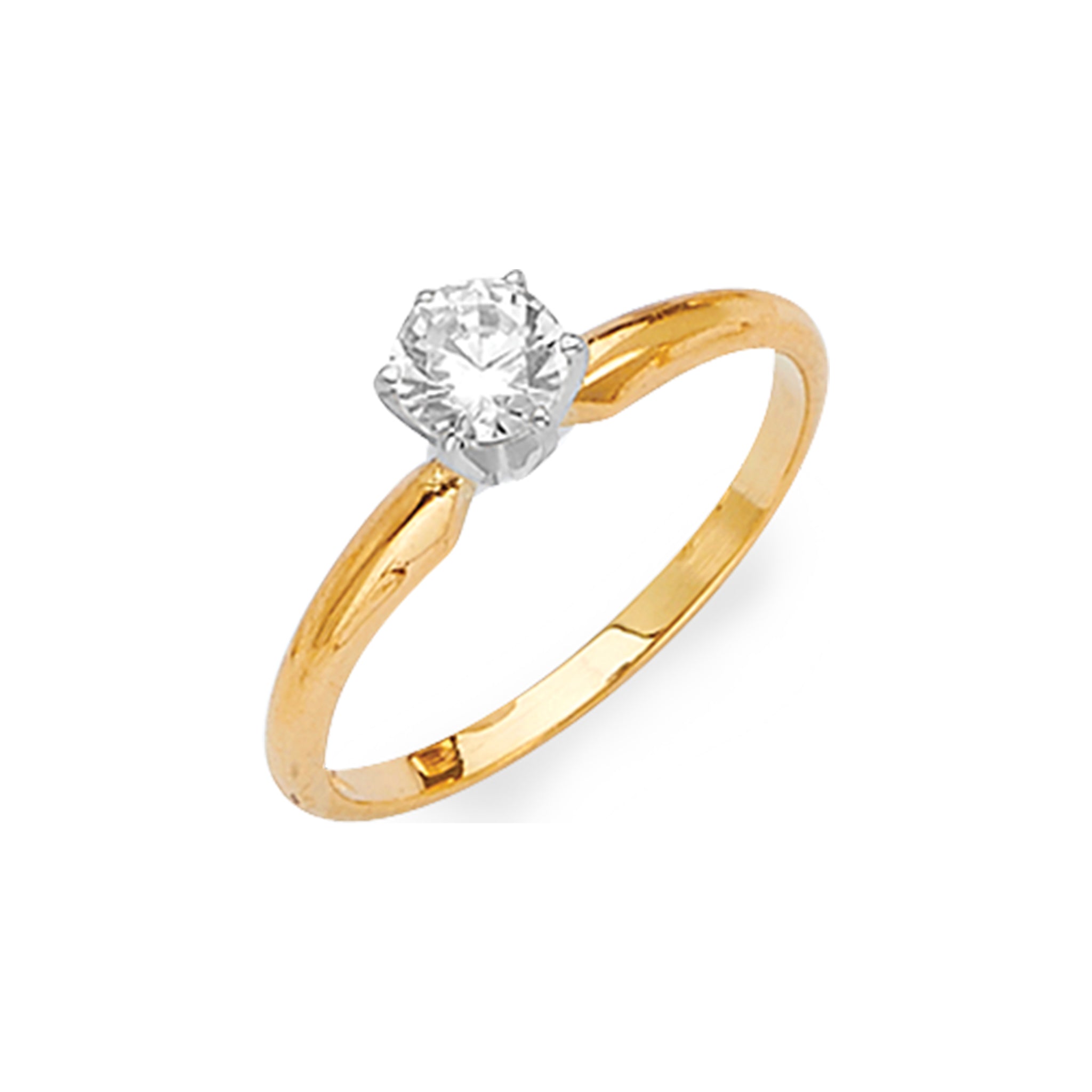 14K Solid Gold 0.25 Carat Diamond High-Polish Engagement Ring