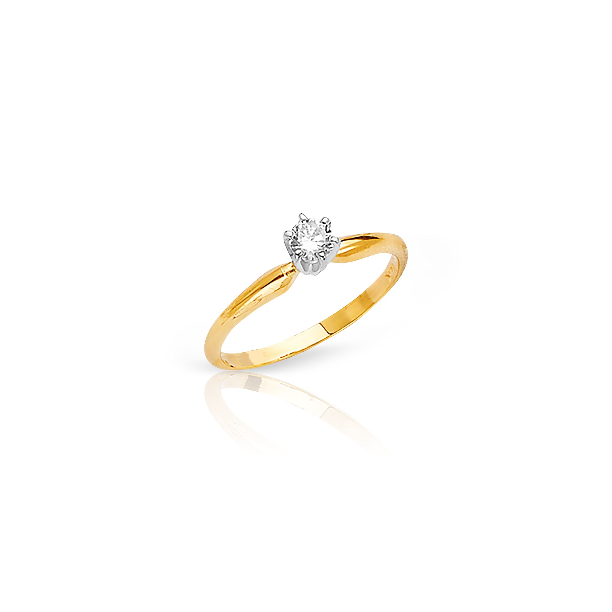 14K Solid Gold (.15ctw) Diamond High-Polish Engagement Ring