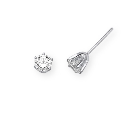 14K Solid White Gold (0.5ctw) Diamond Solitaire Stud Earrings