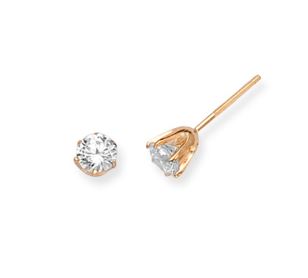 14K Solid Gold (0.5ctw) Diamond Solitaire Stud Earrings