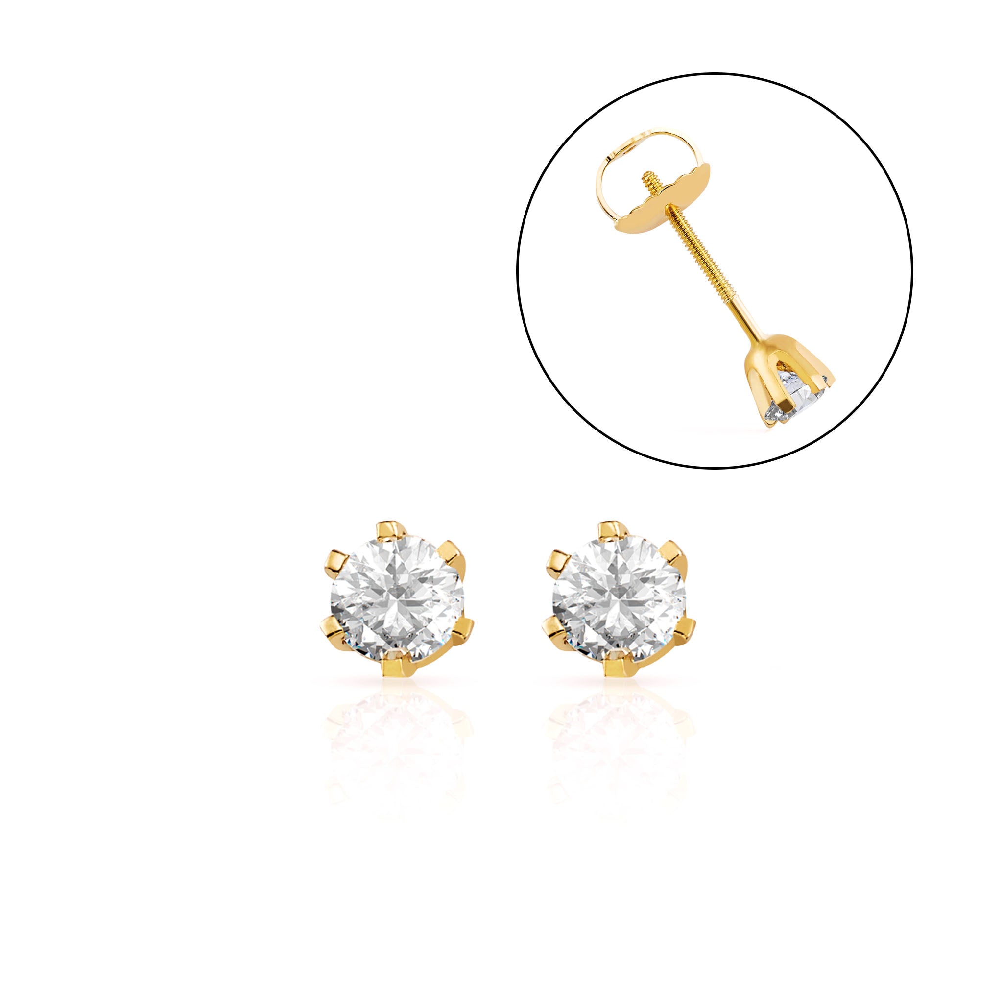 14K Solid Gold (0.3ctw) Diamond Solitaire Stud Earrings