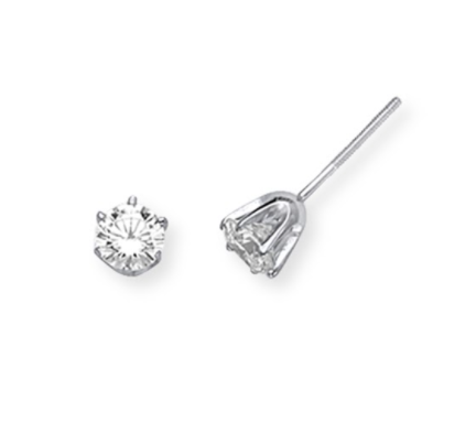 14K Solid White Gold (0.3ctw) Diamond Solitaire Stud Earrings