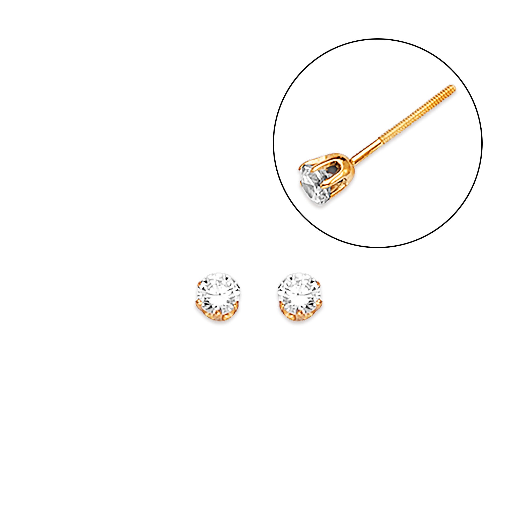 14K Solid Gold (0.2ctw) Diamond Solitaire Stud Earrings