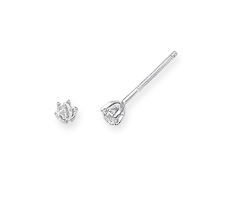 14K Solid White Gold (0.1ctw) Diamond Solitaire Stud Earrings