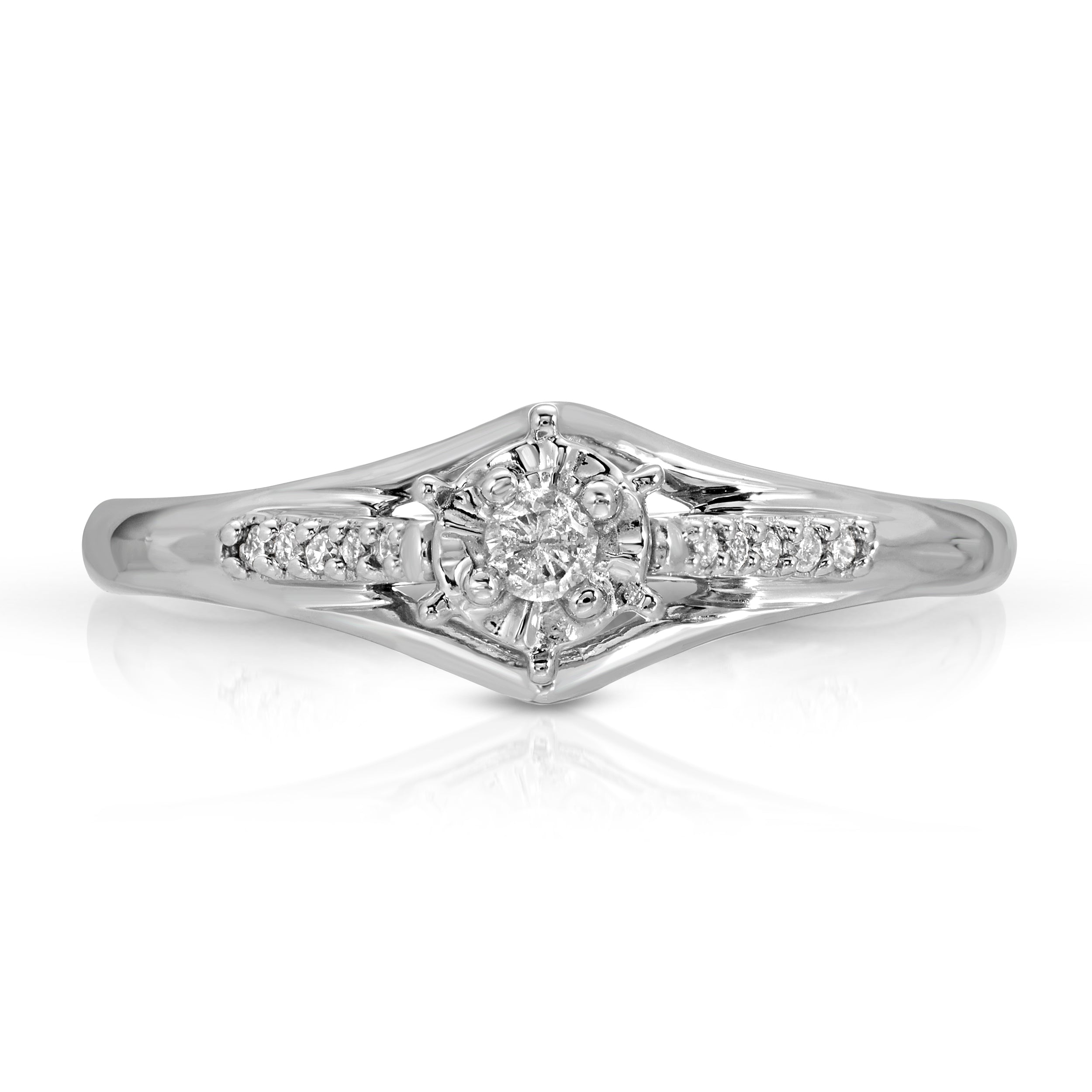 Illusion Setting (0.25 ctw) Diamond Engagement Ring in 14K Solid White Gold