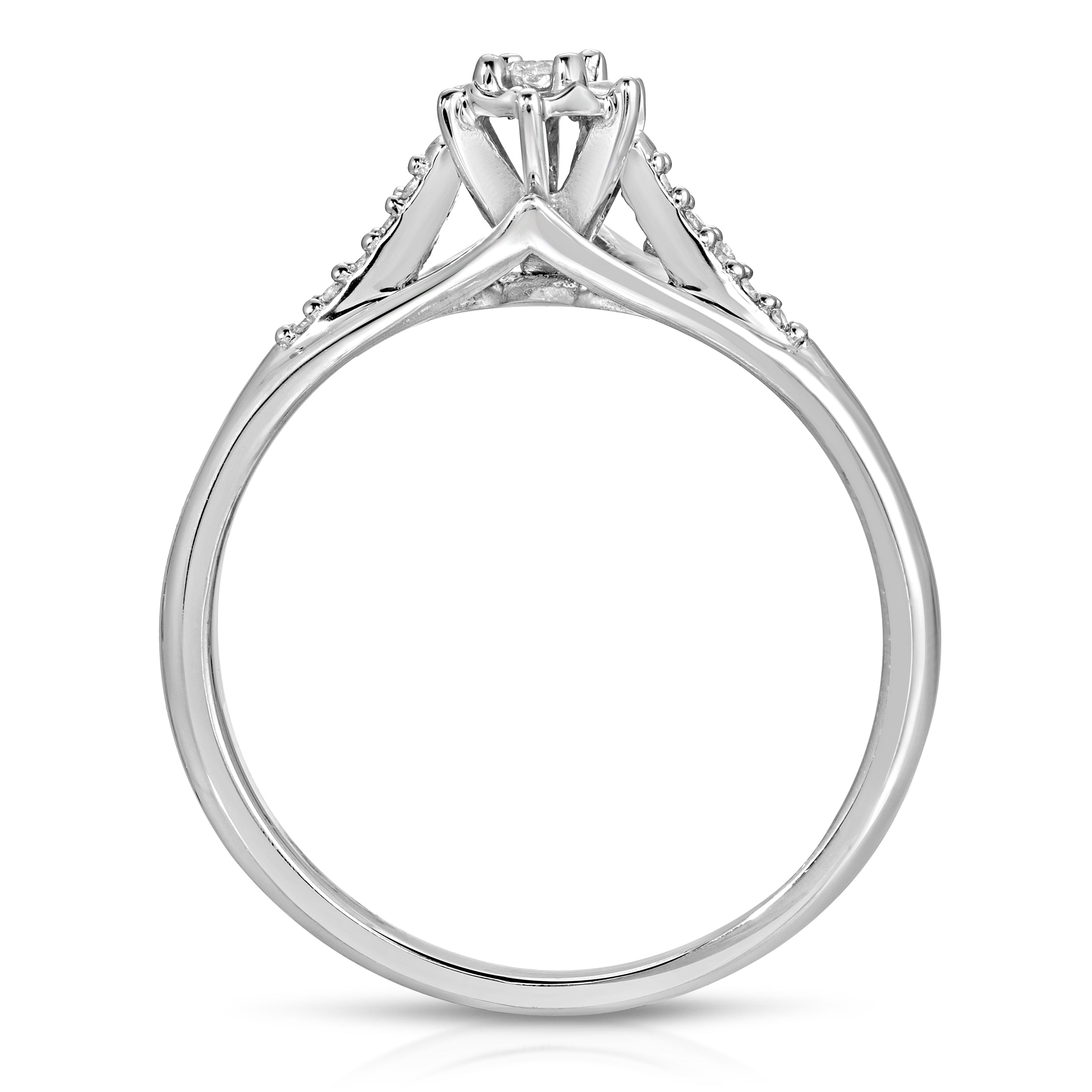 Illusion Setting (0.25 ctw) Diamond Engagement Ring in 14K Solid White Gold