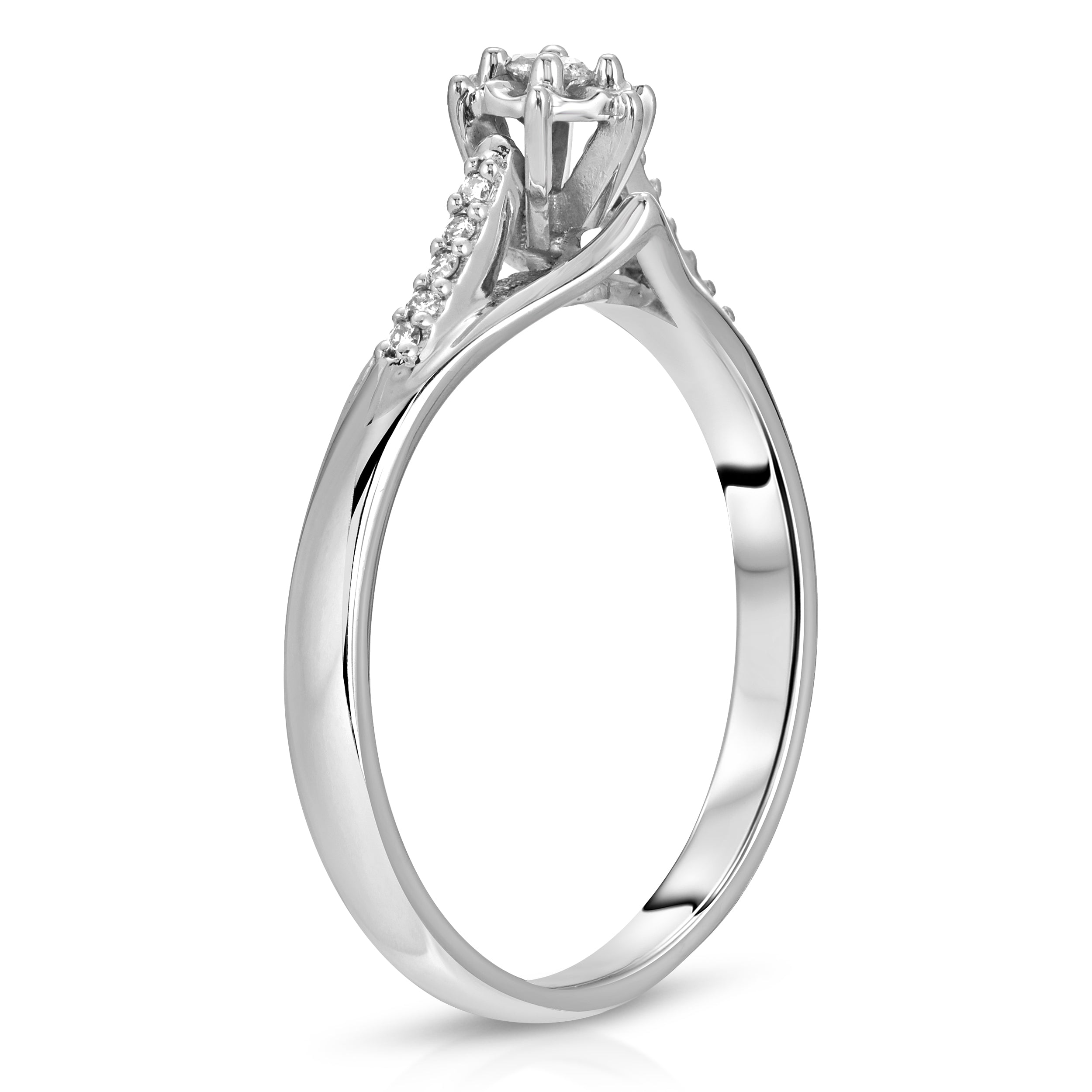 Illusion Setting (0.25 ctw) Diamond Engagement Ring in 14K Solid White Gold