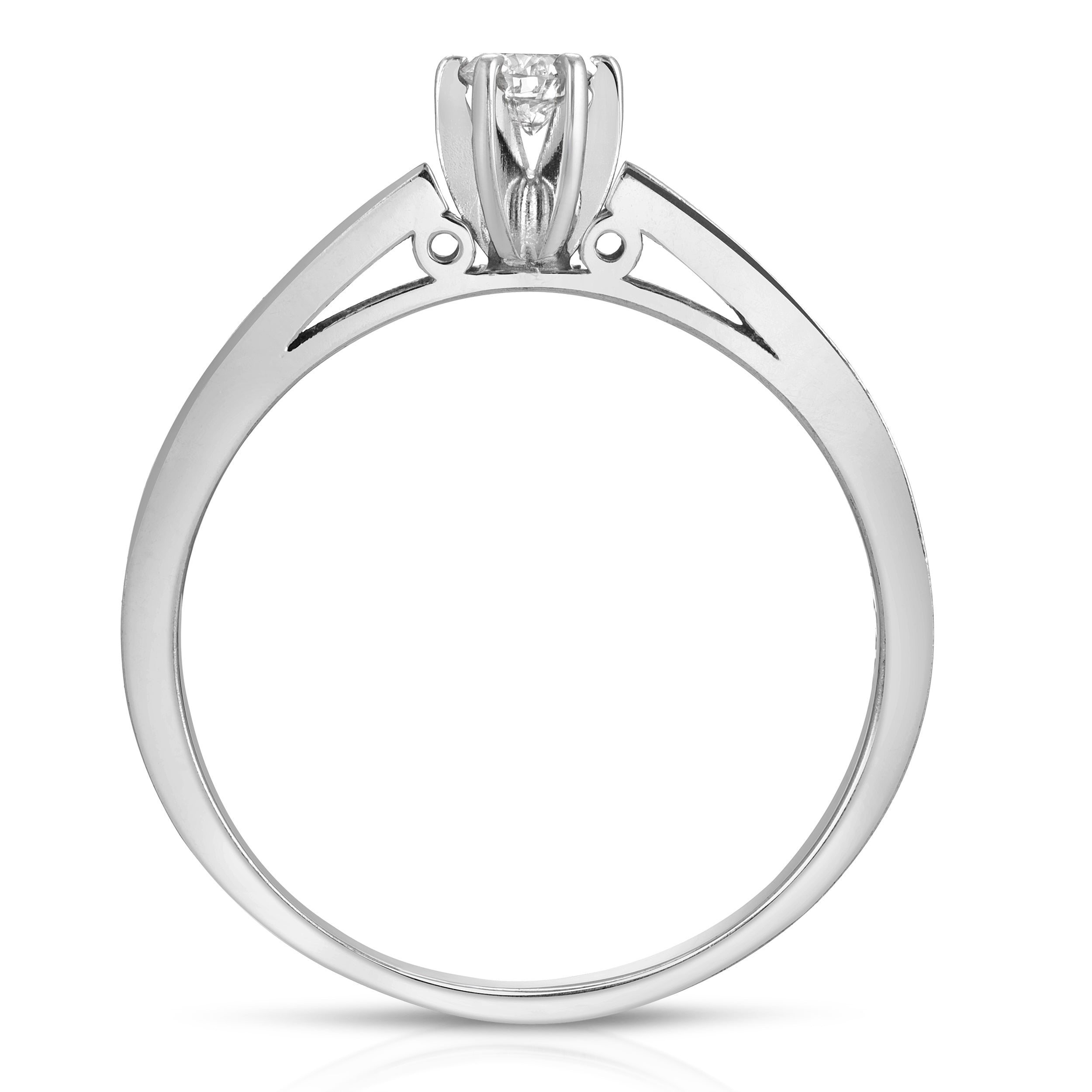 Channel Set (0.20 ctw) Diamond Engagement Ring in 14K Solid White Gold