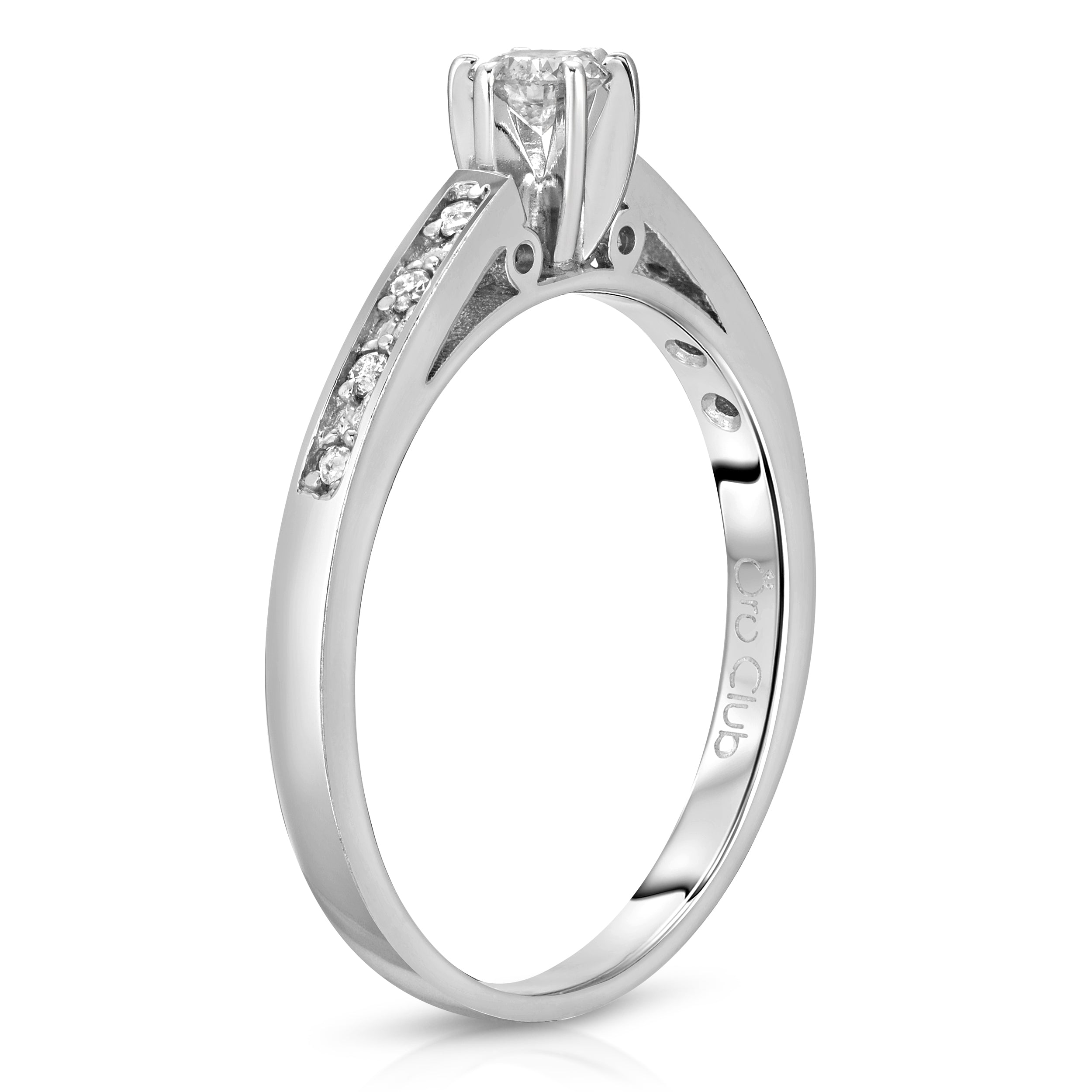 Channel Set (0.20 ctw) Diamond Engagement Ring in 14K Solid White Gold