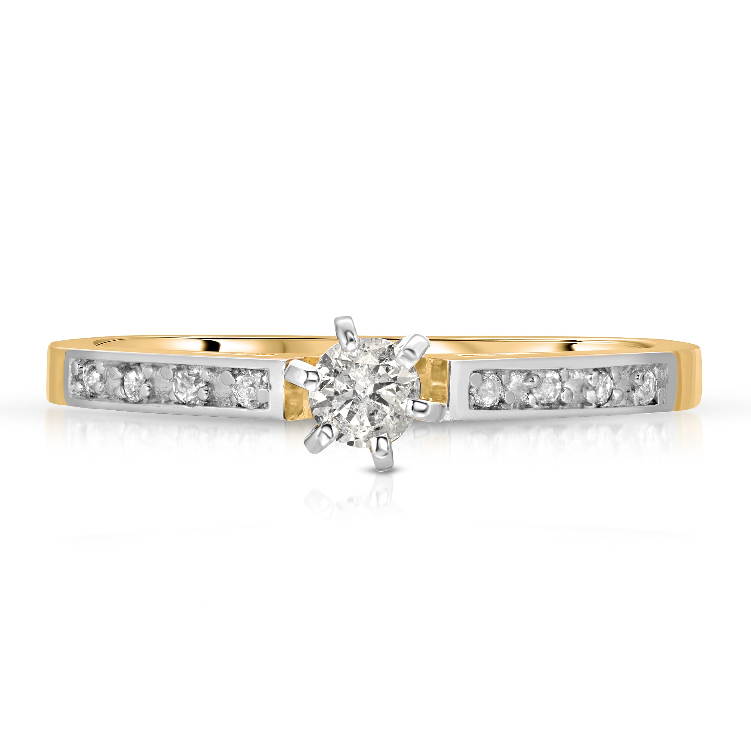 Channel Set (0.20 ctw) Diamond Engagement Ring in 14K Two-tone Solid Gold