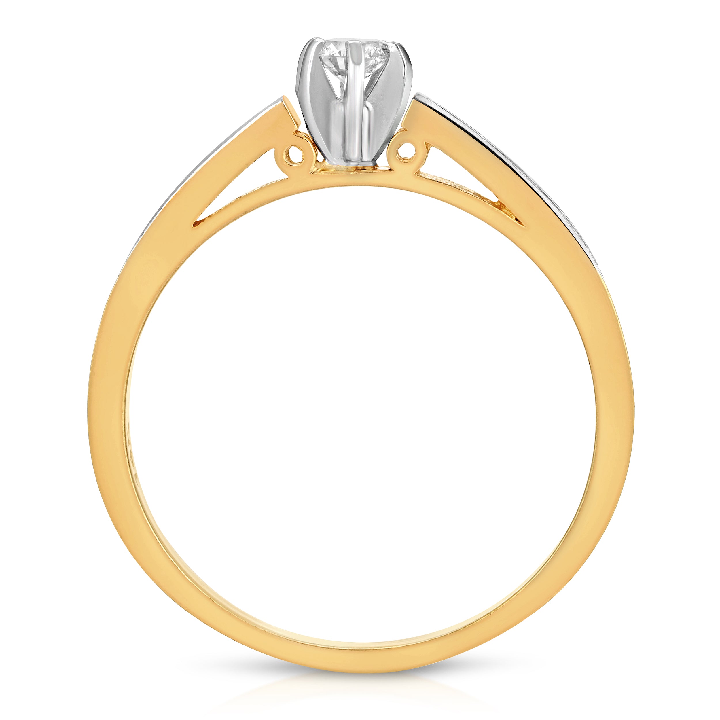 Channel Set (0.20 ctw) Diamond Engagement Ring in 14K Two-tone Solid Gold