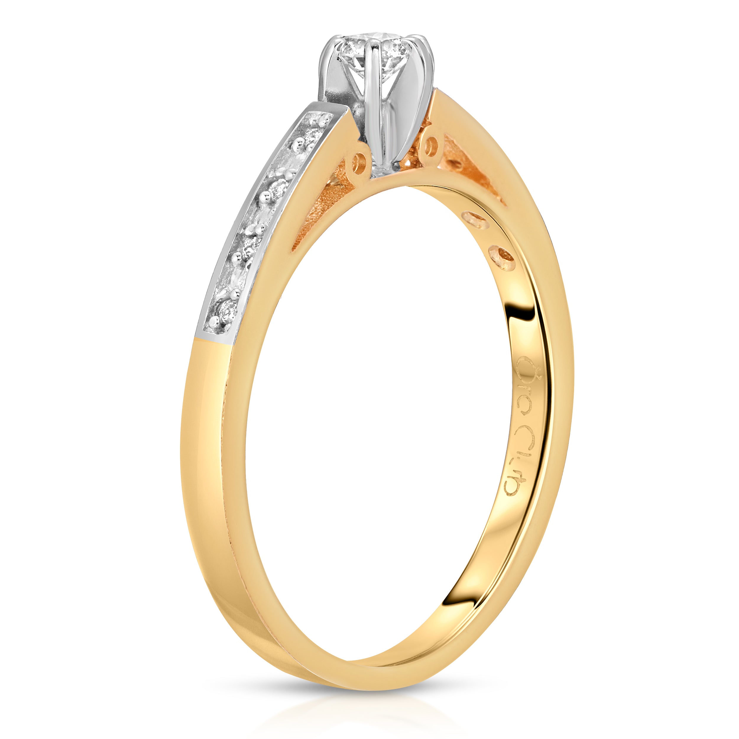 Channel Set (0.20 ctw) Diamond Engagement Ring in 14K Two-tone Solid Gold