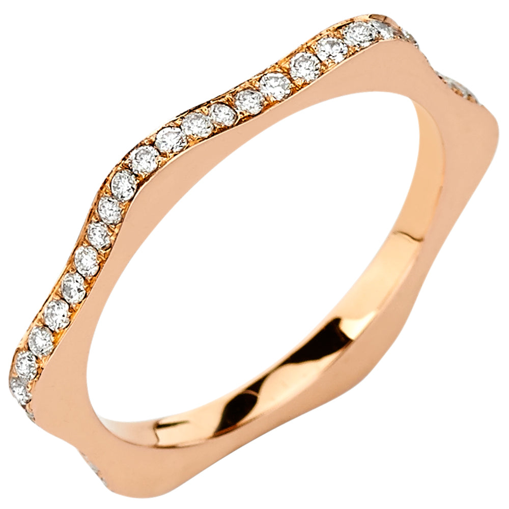 18K Solid Rose Gold (0.39 ctw) Diamond Wave Ring