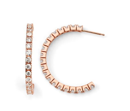 14K Solid Gold (2.10ctw) Diamond Semi-hoop Earrings