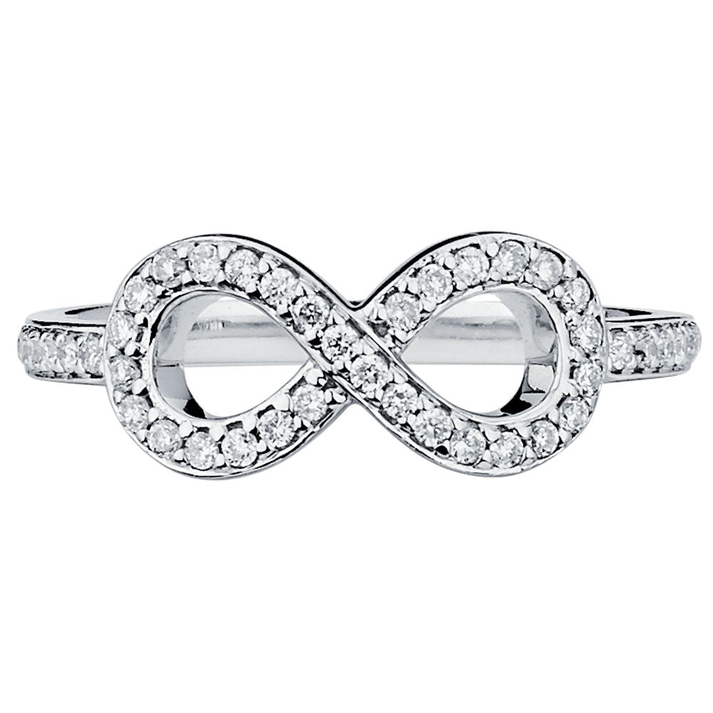 14K Solid White Gold (.31ctw) Diamond Infinity Ring