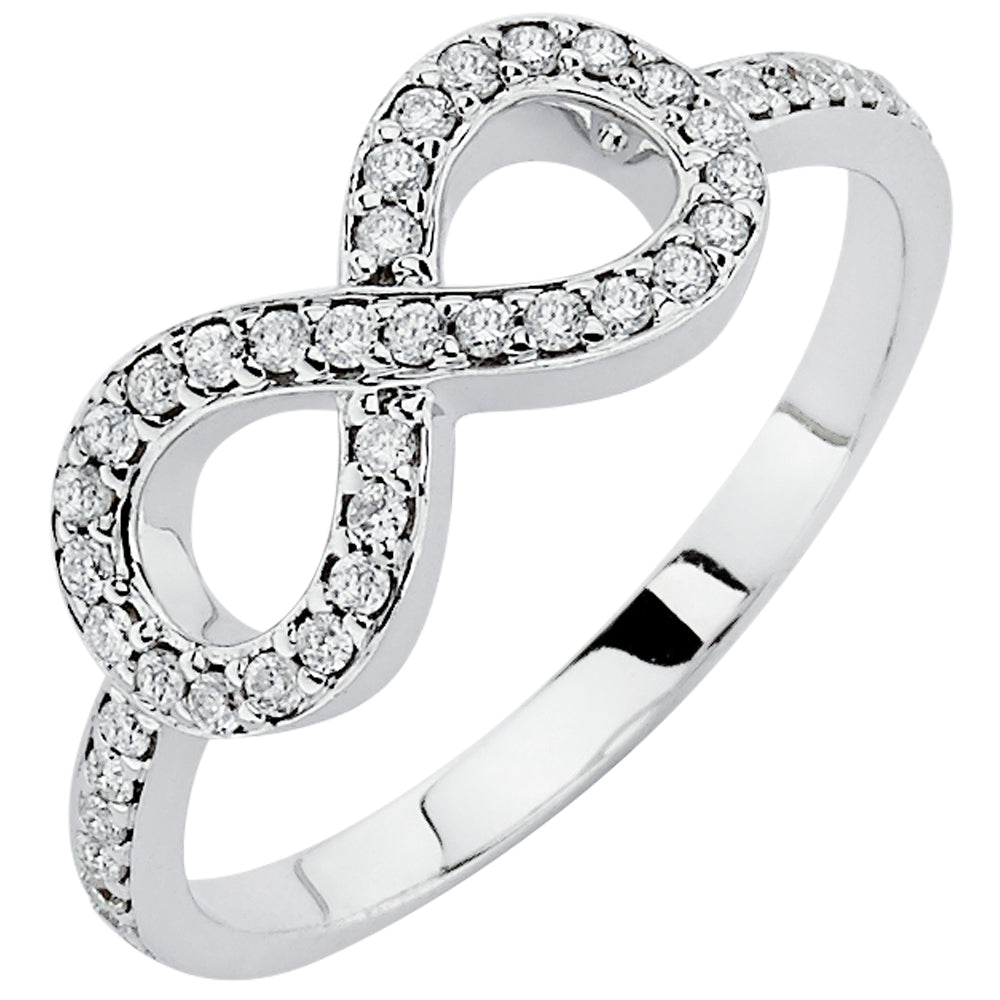 14K Solid White Gold (.31ctw) Diamond Infinity Ring