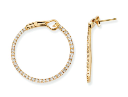 14K Solid Gold (1.00ctw) Diamond Hoop Earrings