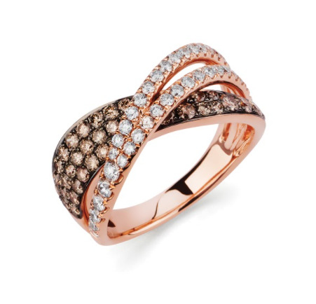 14K Solid Gold (1.48ctw) Diamond Double Criss Cross Pave Ring