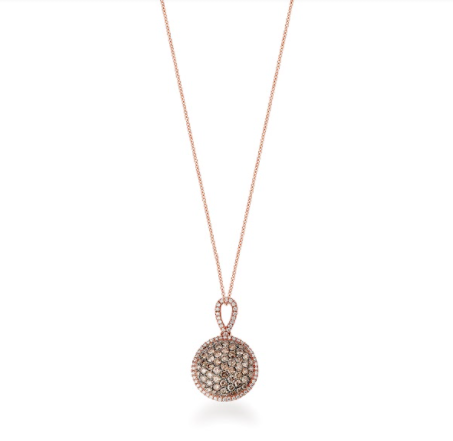 4K Solid Gold (.85ctw) Diamond Dome Shape Pave Pendant