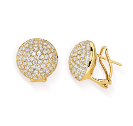 14K Solid Gold (2.60ctw) Diamond Dome Shape Earrings