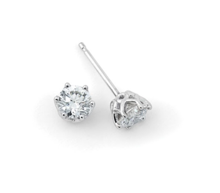 14K Solid Gold Six-Prong (0.72ctw) Diamond Stud Earrings