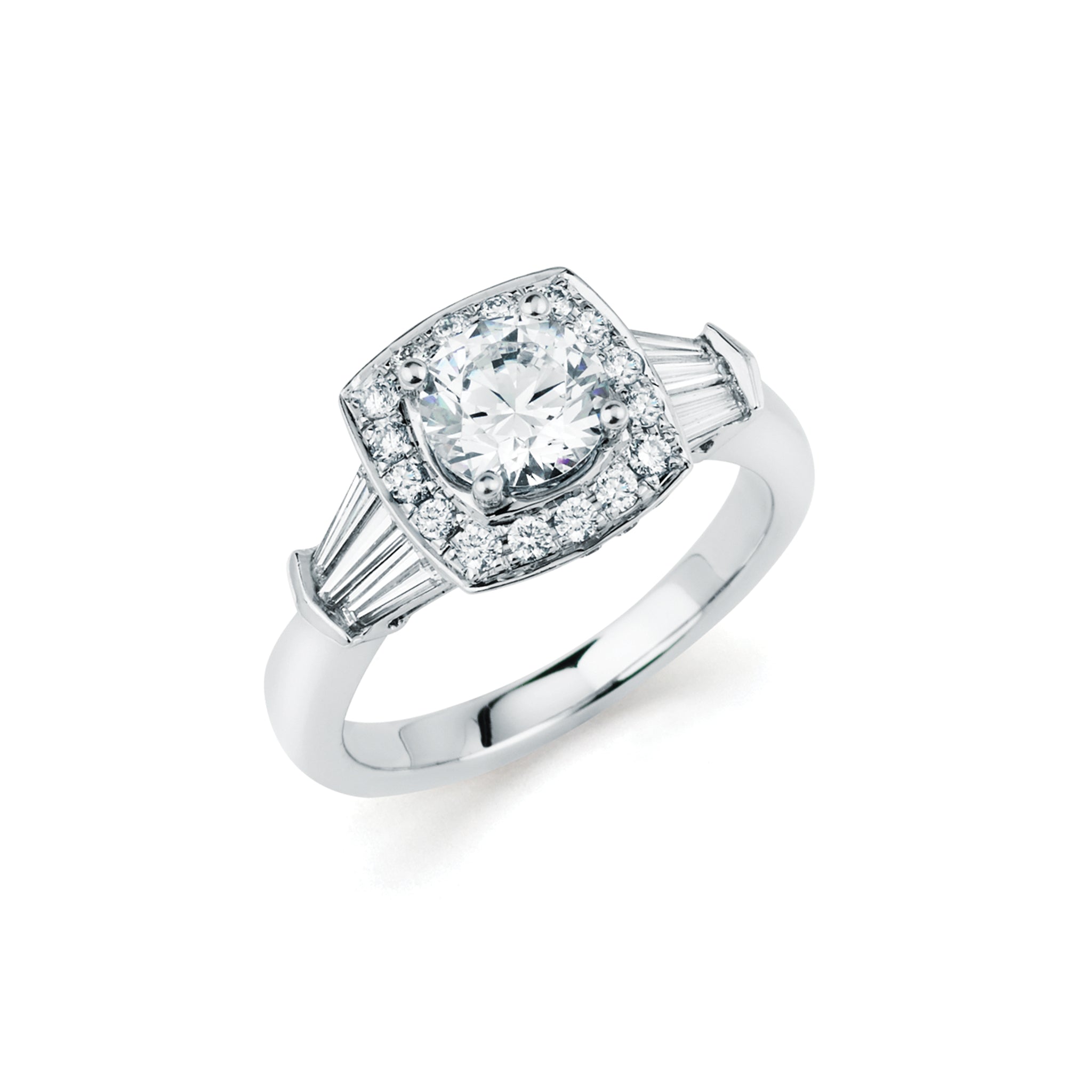 18K Solid White Gold (.76ctw) Diamond Engagement Ring